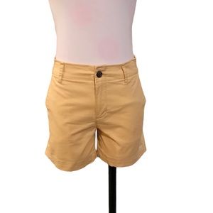 Gap, trouser shorts with 5” inseam. 97% cotton, 3% spandex